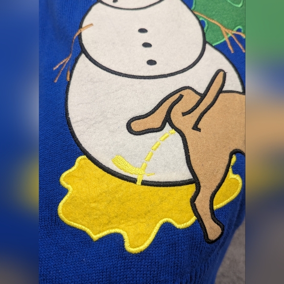 Alex Stevens blue knit snowman Christmas sweater - Picture 3 of 6